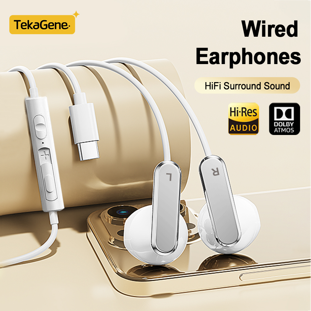 Type C Wired Earphones With Mic - USB نوع C سماعات HiFi باس