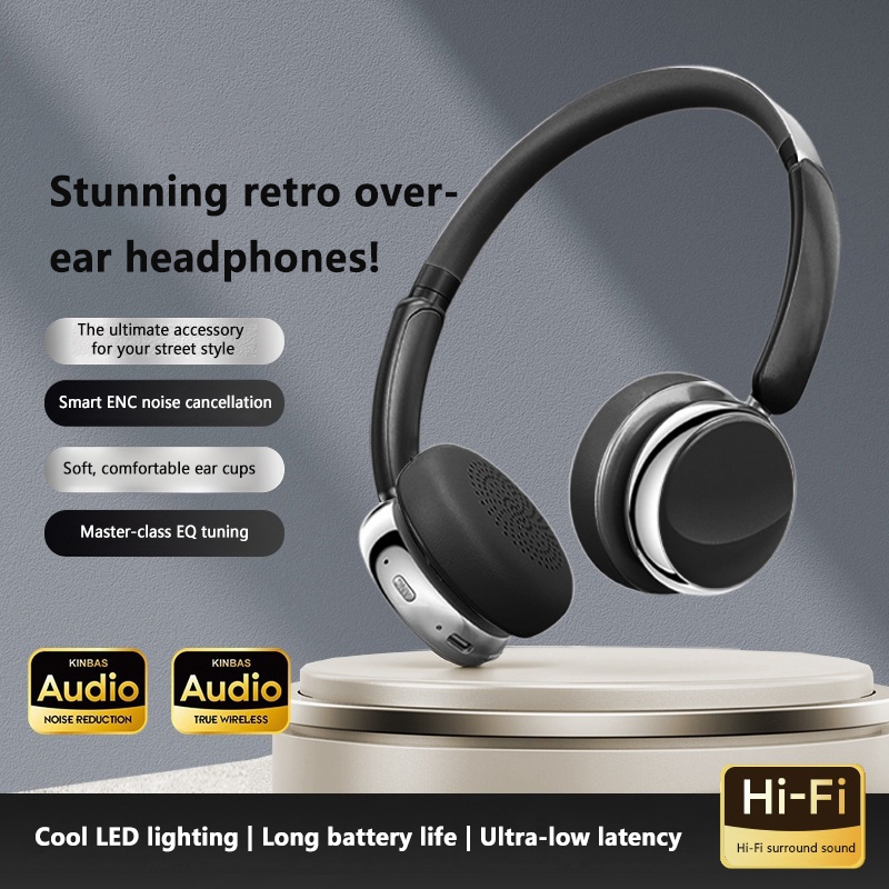 Anc Wireless Over Ear Headphones - سماعات رأس لاسلكية بتصميم كلاسيكي مع